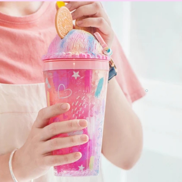 Tumbler Cookie Ears Cold Cup w/ Lid and Straw Double Wall Magic Cold Cup Gift - Picture 4 of 14